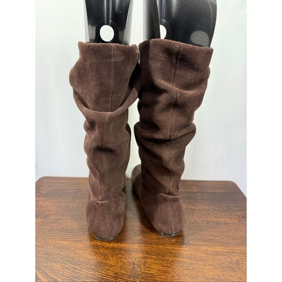 Steve Madden Tianna Brown Suede Slip On Slouch Knee High Boots Size 7.5 - Picture 6 of 9